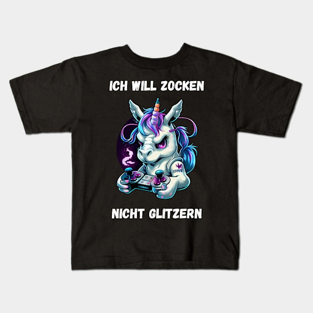 Unicorn - I Want To Gamble, Not Glitter Kids T-Shirt by PD-Store